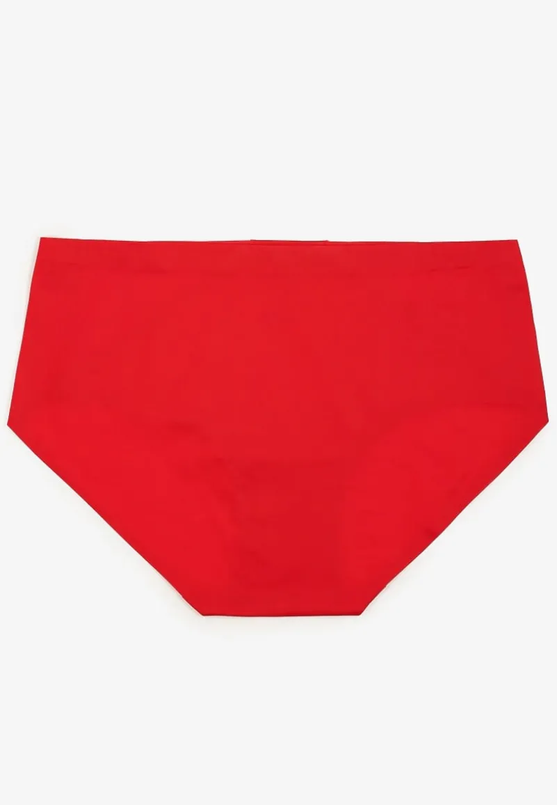 Czerwone Majtki Figi High Waist z Bezszwowym Wykończeniem Kolaniris