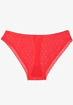 Czerwone Majtki Figi Ozdobione Koronką Arvisil
