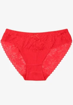 Czerwone Majtki Figi z Koronkowymi Wstawkami Evelwia
