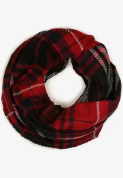Czerwono-Granatowy Szalik Komin Ozdobiony Kratą Zinnestra