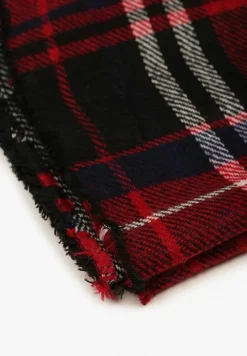 Czerwono-Granatowy Szalik Komin Ozdobiony Kratą Zinnestra