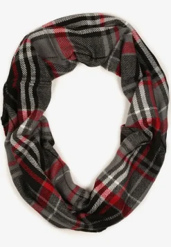 Czerwono-Szary Szalik Komin Ozdobiony Kratą Zinnestra