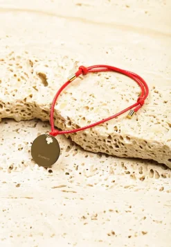 Czerwono-Złota Bransoletka z Zawieszką i Czerwonym Regulowanym Sznurkiem Finaniela