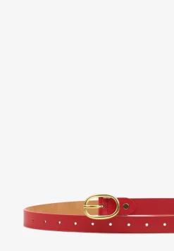 Czerwony Casualowy Pasek Wykończony Metaliczną Klamrą Tinaria