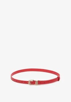 Czerwony Casualowy Pasek Ozdobiony Metaliczną Klamrą Deranea