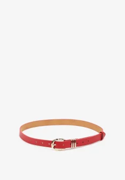 Czerwony Casualowy Pasek Ozdobiony Metaliczną Wstawką Tinika