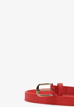 Czerwony Cienki Pasek Zapinany na Półokrągłą Sprzączkę Ranilesa