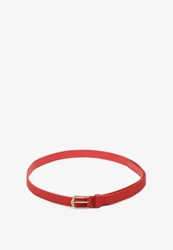 Czerwony Cienki Pasek Zapinany na Półokrągłą Sprzączkę Ranilesa