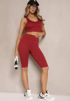 Czerwony Elastyczny Top Biustonosz w Sportowym Stylu Refettia