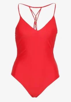 Czerwony Jednoczęściowy Strój Kąpielowy z Ozdobnym Wiązaniem na Plecach Bosiara