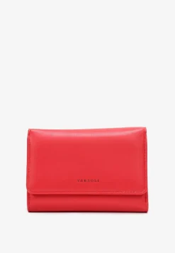 Czerwony Niewielki Portfel z Magnetyczną Klapą i Ozdobnym Napisem Ertune