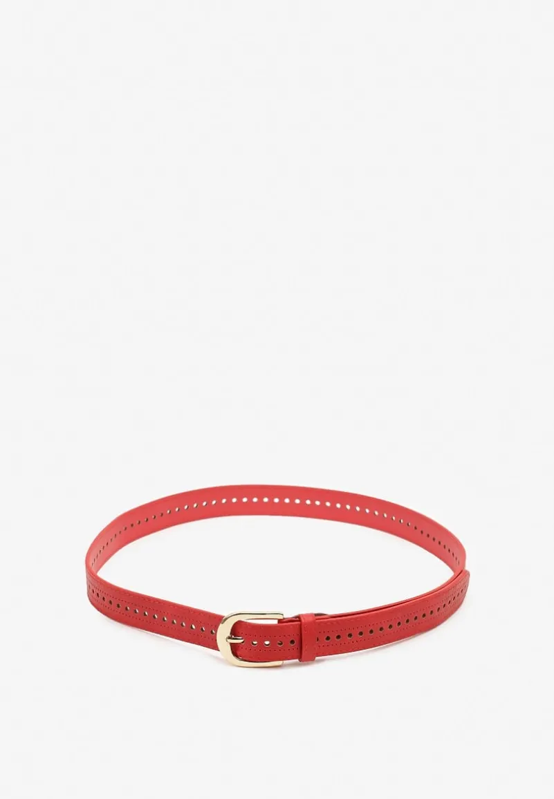 Czerwony Pasek Ozdobiony Zaokrągloną Klamrą Nairivian