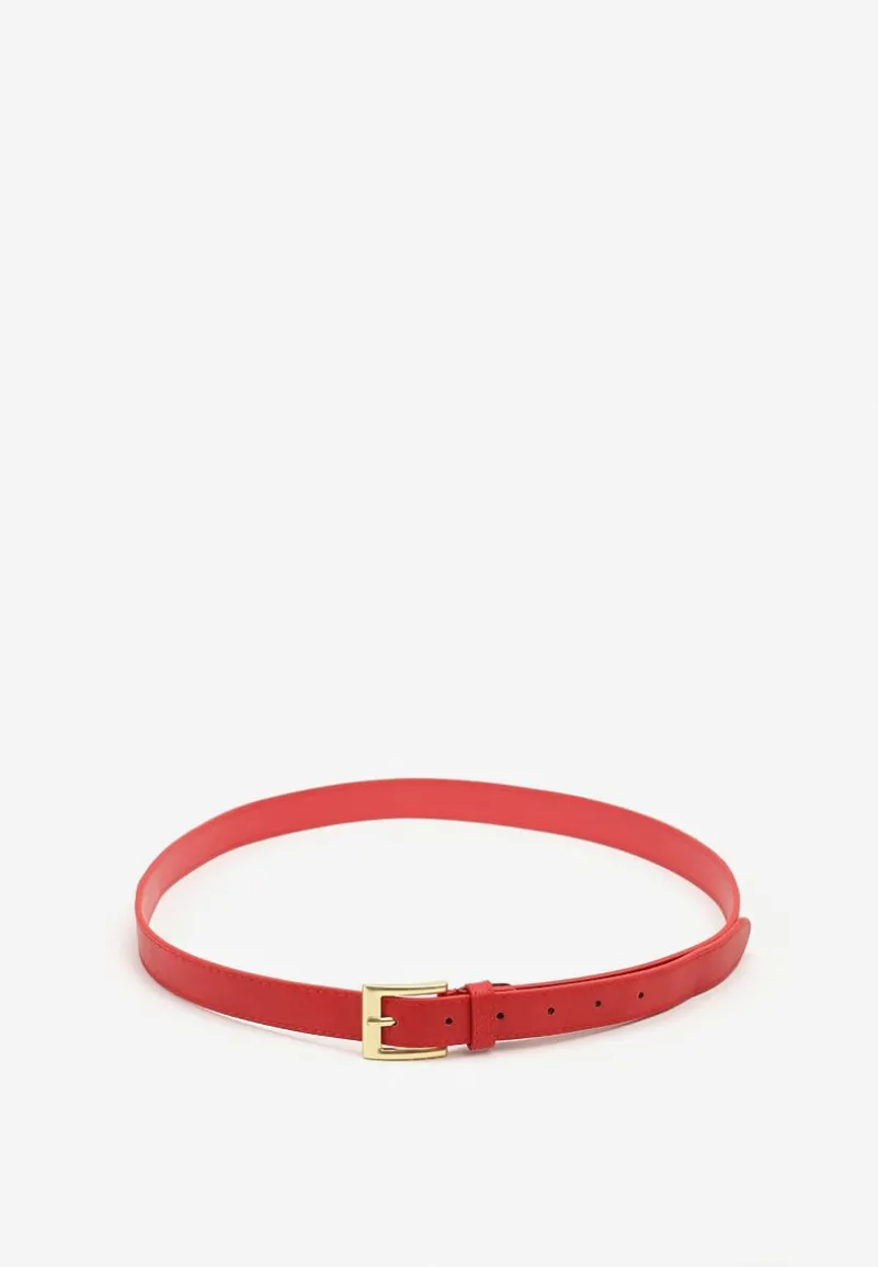 Czerwony Pasek Ozdobiony Metalową Klamrą Nairavina