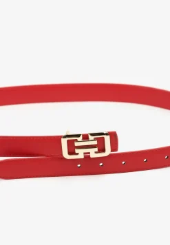 Czerwony Pasek Ozdobiony Klamrą o Geometrycznym Kształcie Vefia