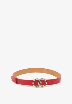 Czerwony Pasek Ozdobiony Klamrą w Kształcie Kół Irefia