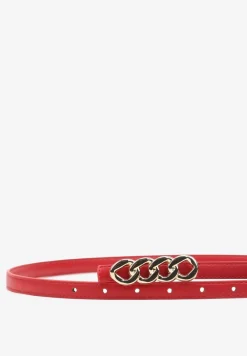 Czerwony Pasek z Klamrą Imitującą Łańcuch Uridia