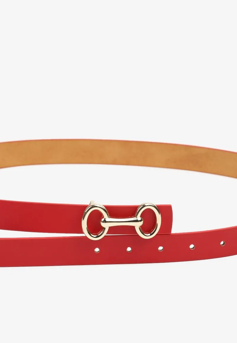 Czerwony Pasek z Metaliczną Sprzączką Pefia