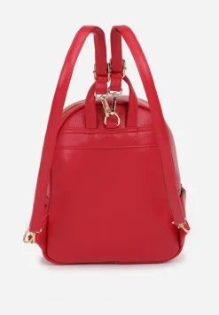 Czerwony Plecak Ozdobiony Suwakami z Odpinanymi Paskami z Regulacją Nelmira