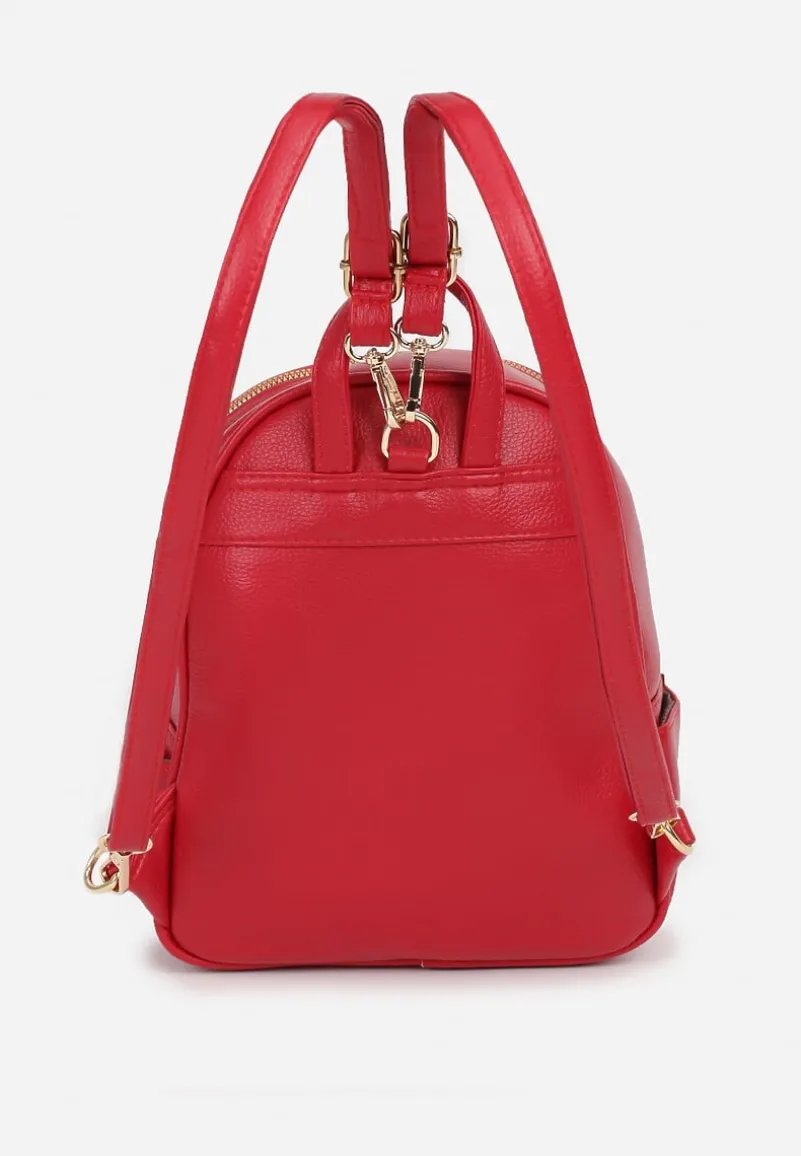 Czerwony Plecak Ozdobiony Suwakami z Odpinanymi Paskami z Regulacją Nelmira