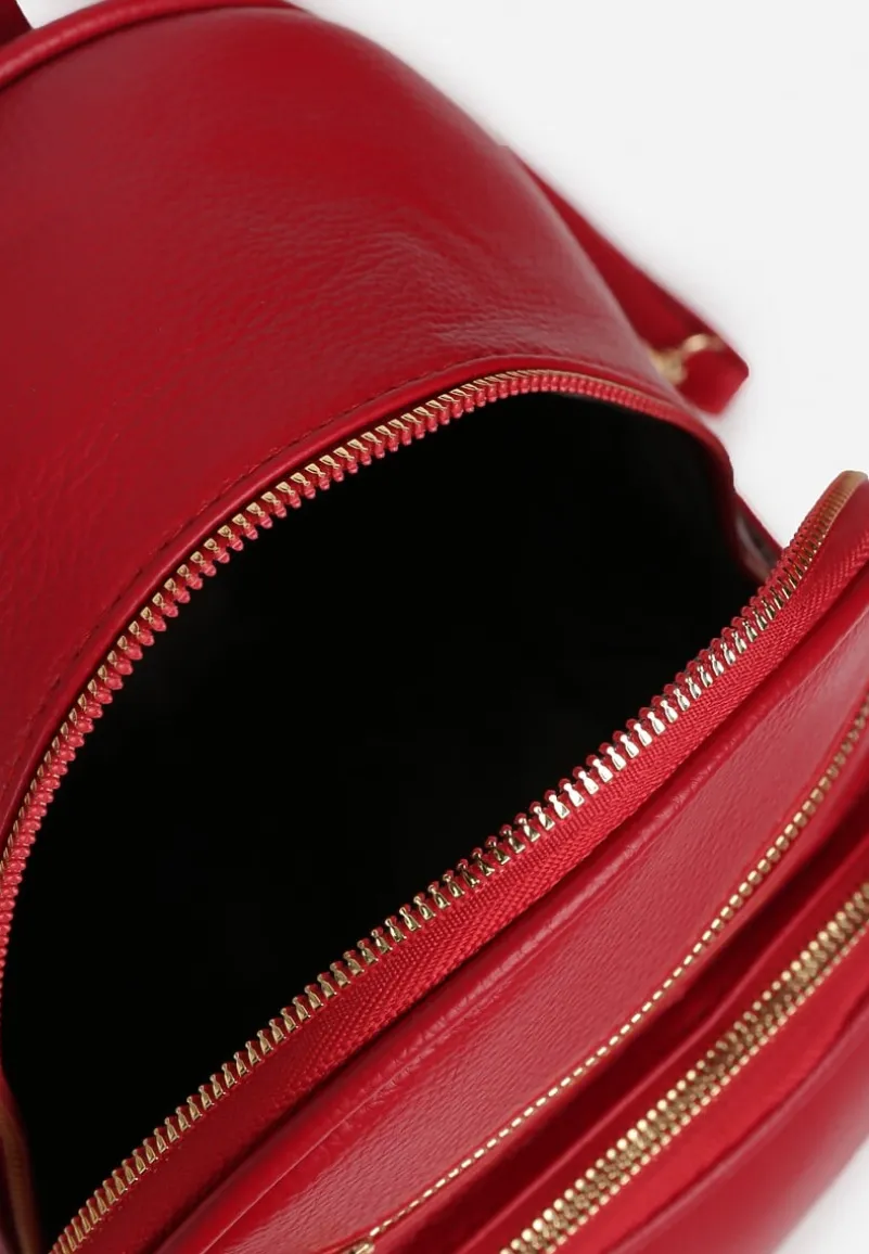 Czerwony Plecak Ozdobiony Suwakami z Odpinanymi Paskami z Regulacją Nelmira