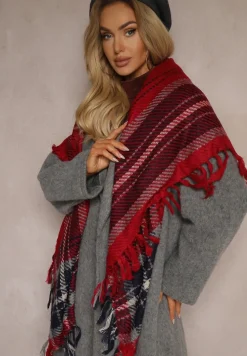 Czerwony Szalik w Paski Sialenni