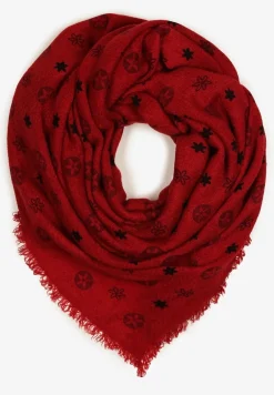 Czerwony Szalik z Geometrycznym Motywem Nomida