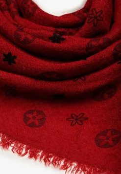 Czerwony Szalik z Geometrycznym Motywem Nomida