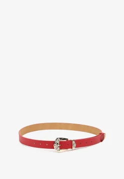 Czerwony Tłoczony Pasek z Metaliczną Klamrą Citanea