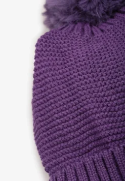 Fioletowa Dopasowana Czapka Dzianinowa z Pomponem Glinde