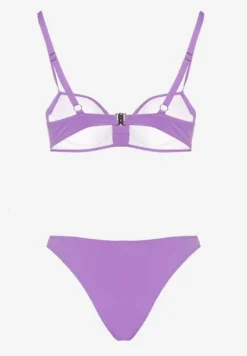 Fioletowe Bikini Biustonosz i Majtki Figi z Aplikacją z Cyrkoniami Nateria