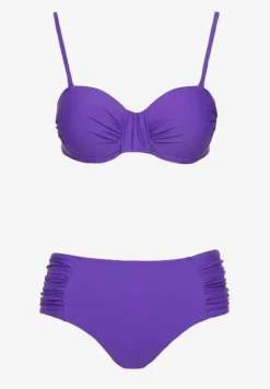 Fioletowe Bikini Figi i Usztywniany Biustonosz z Marszczeniem Vintelle