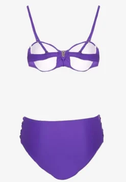 Fioletowe Bikini Figi i Usztywniany Biustonosz z Marszczeniem Vintelle
