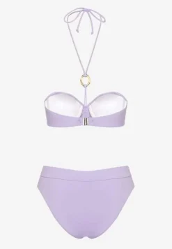 Fioletowe Bikini Figi i Usztywniany Biustonosz z Regulowanymi Ramiączkami Ozdobiony Sznurkiem Rosbia