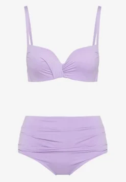 Fioletowe Bikini Usztywniany Biustonosz na Regulowanych Ramiączkach i Majtki z Wysokim Stanem Olamarie