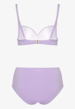 Fioletowe Bikini Usztywniany Biustonosz na Regulowanych Ramiączkach i Majtki z Wysokim Stanem Olamarie