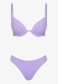 Fioletowe Bikini Usztywniany Biustonosz z Zapięciem z Tyłu i Majtkami Figami Ermarie