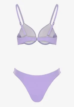 Fioletowe Bikini Usztywniany Biustonosz z Zapięciem z Tyłu i Majtkami Figami Ermarie