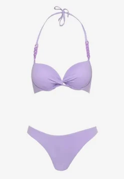 Fioletowe Bikini z Usztywnianym Biustonoszem Wykończonym Łańcuszkiem z Elastycznymi Majtkami Mamarie