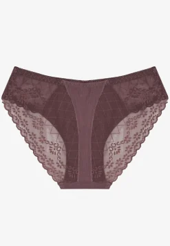 Fioletowe Majtki Typu Figi z Bawełny Ozdobione Koronką Emmoi
