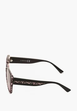 Fioletowe Okulary Przeciwsłoneczne Ozdobione Zwierzęcym Wzorem i Brokatem Saelia