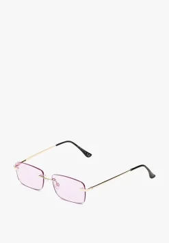 Fioletowe Prostokątne Okulary Przeciwsłoneczne z Filtrem UV Ellelirese