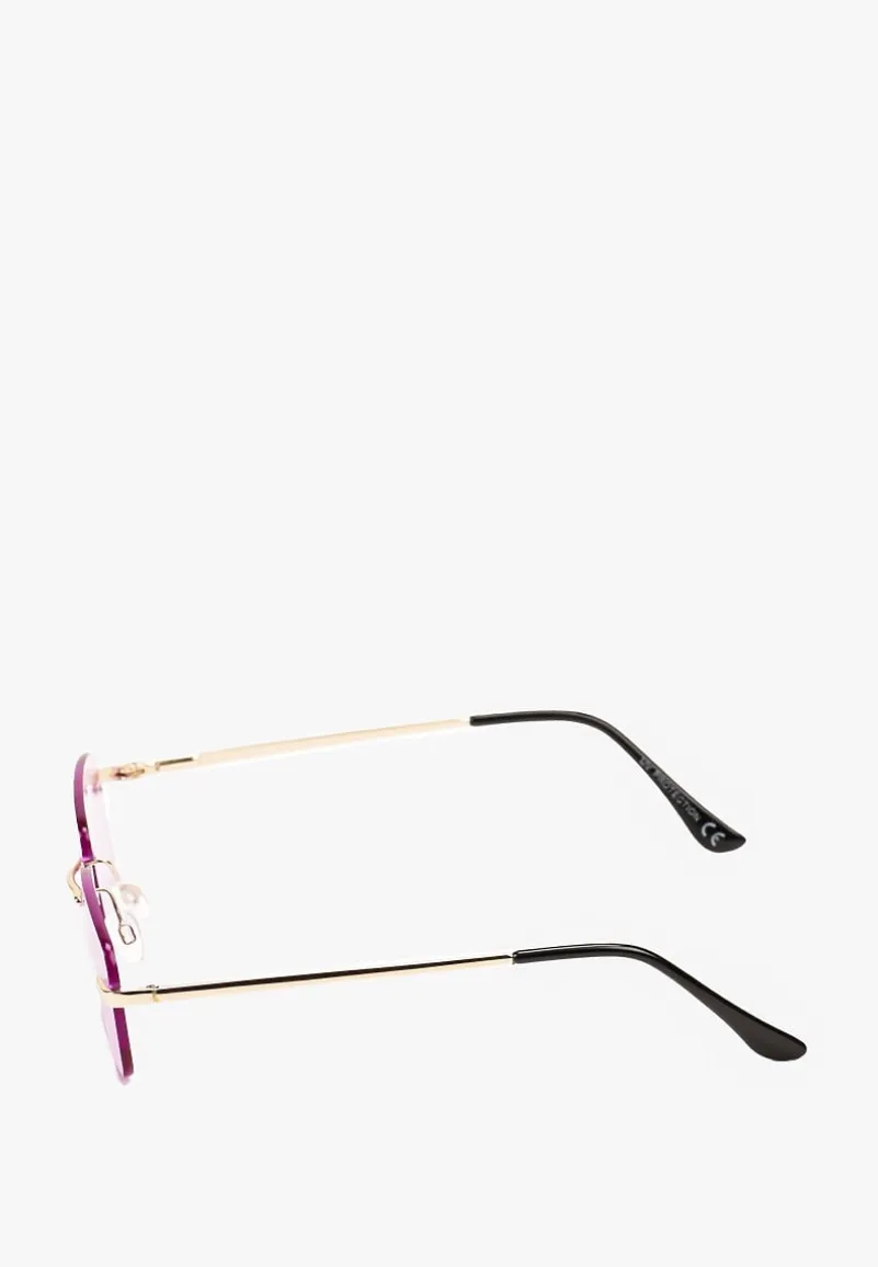 Fioletowe Prostokątne Okulary Przeciwsłoneczne z Filtrem UV Ellelirese