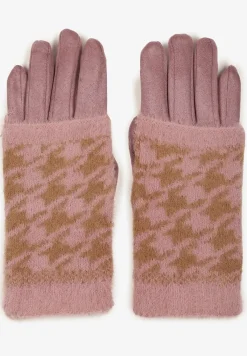Fioletowe Rękawiczki Welurowe z Ozdobną Dzianinową Nakładką Seliti