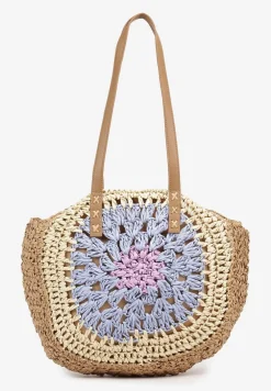 Fioletowo-Beżowa Pleciona Torebka w Stylu Boho Ulofina