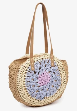 Fioletowo-Beżowa Pleciona Torebka w Stylu Boho Ulofina