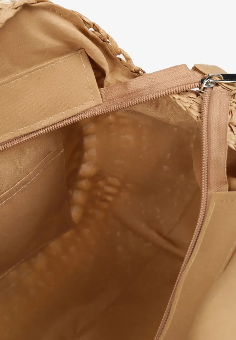 Fioletowo-Beżowa Pleciona Torebka w Stylu Boho Ulofina