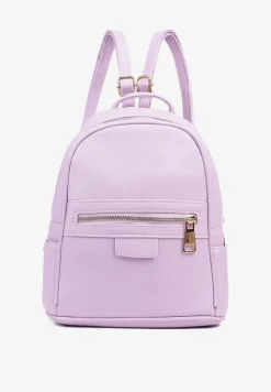 Fioletowy Mały Plecak Trapezowy Zdobiony Aplikacją Paseriela
