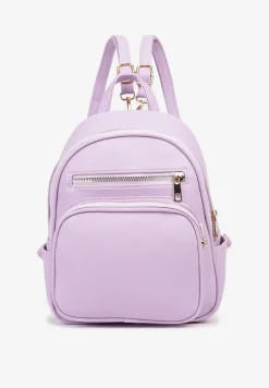 Fioletowy Plecak na Suwak Wykończony Regulowanymi Odpinanymi Paskami Nelda
