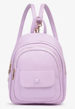 Fioletowy Plecak z Regulowanymi Odpinanymi Paskami Ozdobiony Kieszonką z Klapą Nelope