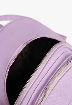 Fioletowy Plecak z Regulowanymi Odpinanymi Paskami Ozdobiony Kieszonką z Klapą Nelope